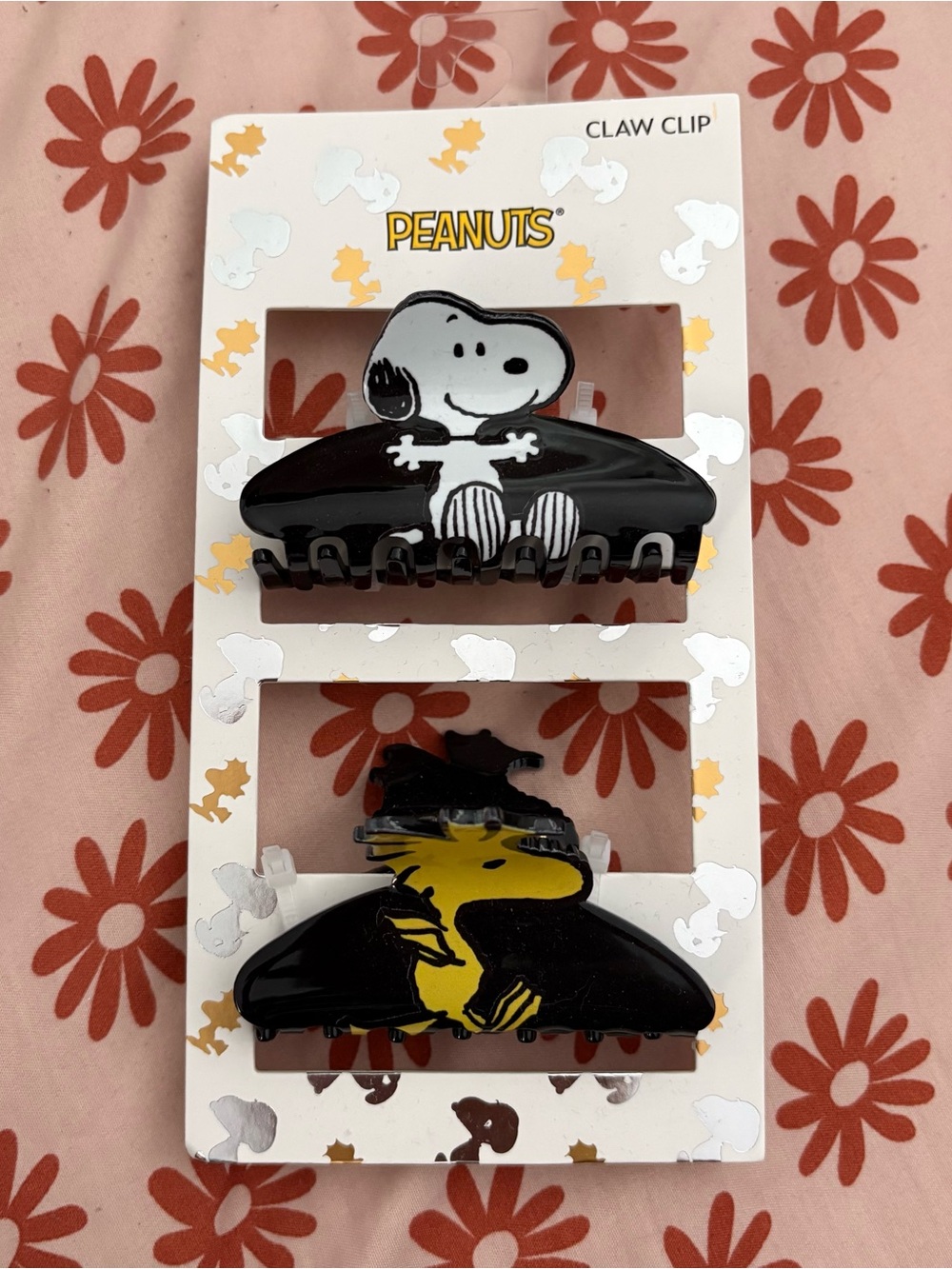 Peanuts Black and Yellow Snoopy & Woodstock Claw Clips